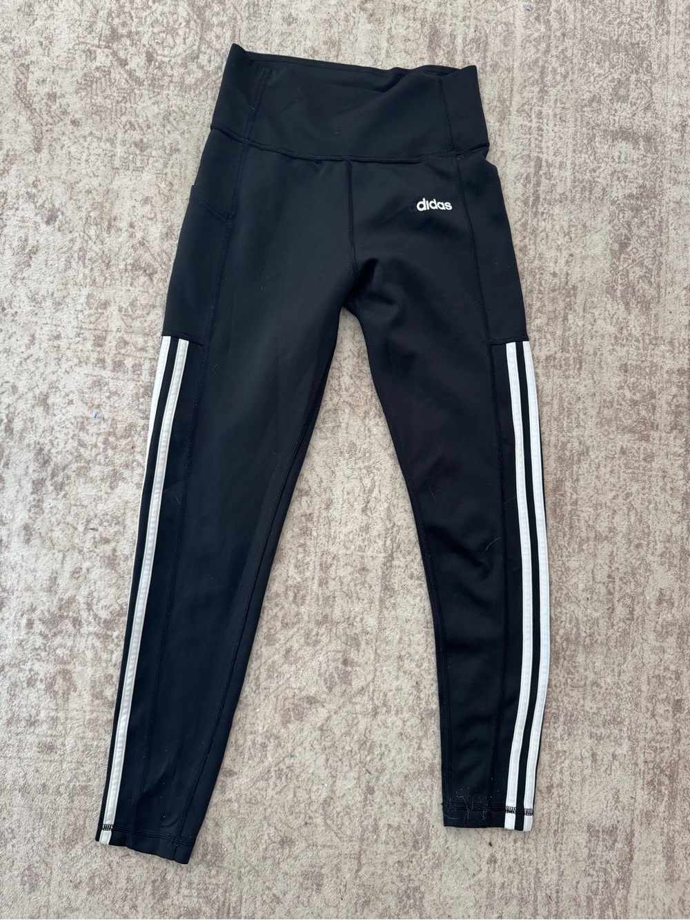 adidas Women’s Climalite 3-Stripes High Rise Ankle Leggings Black/White S